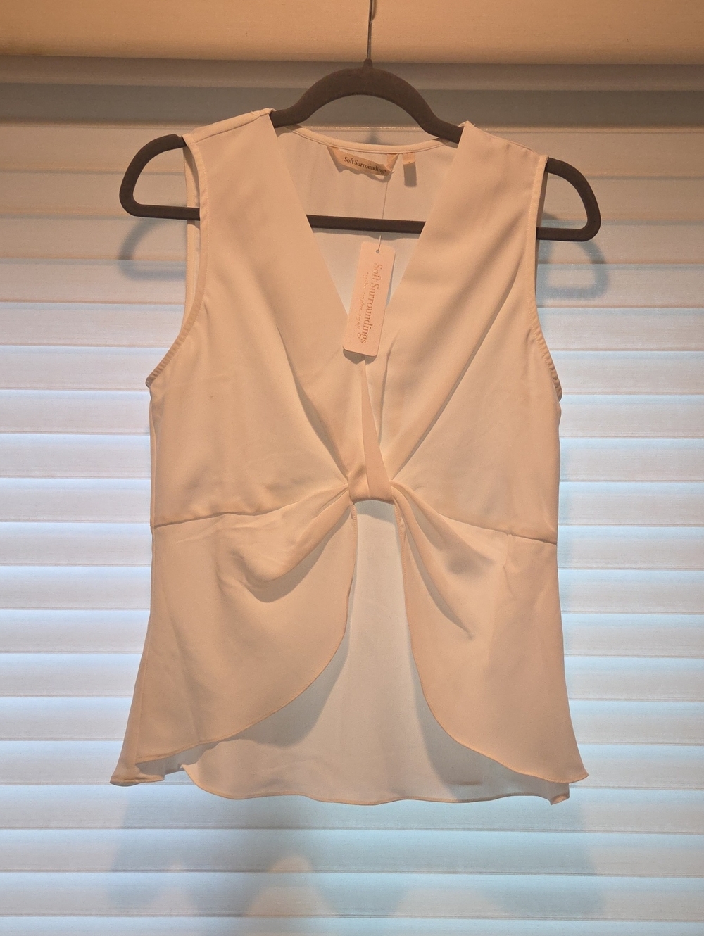 Soft Surroundings Cream Twist-Front Sleeveless Camisole Top